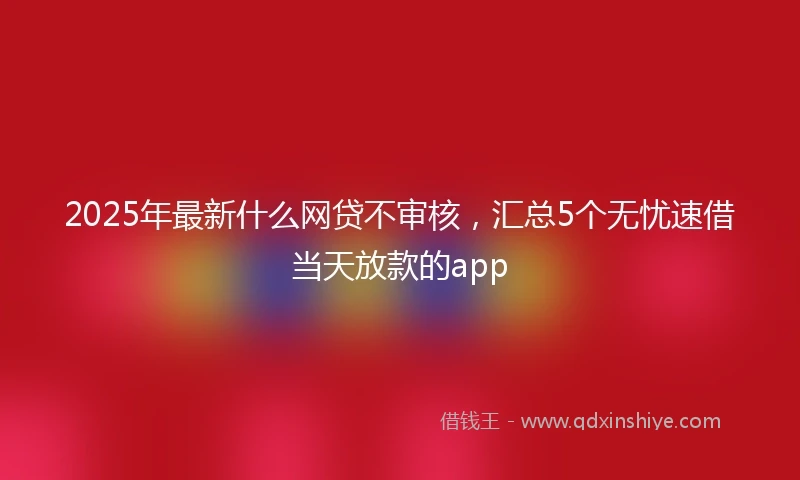 2025年最新什么网贷不审核，汇总5个无忧速借当天放款的app