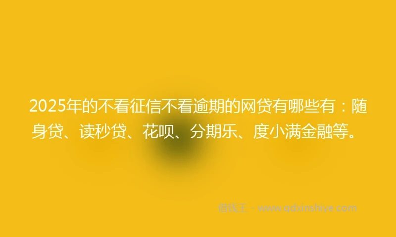 2025年的不看征信不看逾期的网贷有哪些有：随身贷、读秒贷、花呗、分期乐、度小满金融等。