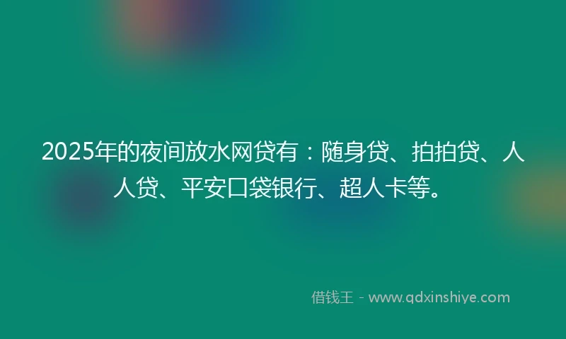2025年的夜间放水网贷有：随身贷、拍拍贷、人人贷、平安口袋银行、超人卡等。