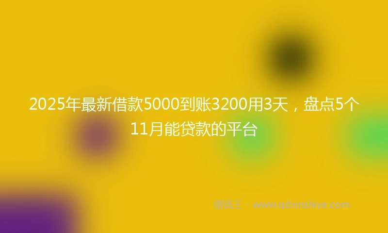 2025年最新借款5000到账3200用3天，盘点5个11月能贷款的平台