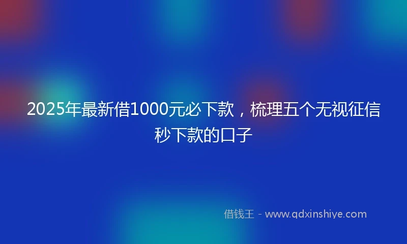 2025年最新借1000元必下款，梳理五个无视征信秒下款的口子