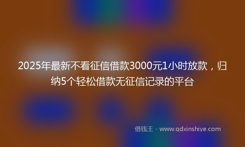 2025年最新不看征信借款3000元1小时放款，归纳5个轻松借款无征信记录的平台