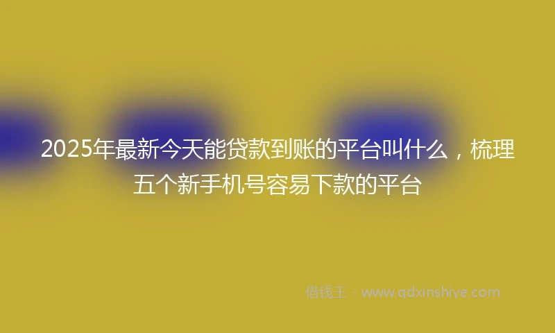 2025年最新今天能贷款到账的平台叫什么，梳理五个新手机号容易下款的平台
