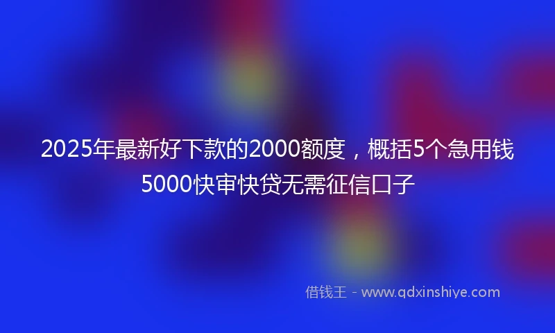 2025年最新好下款的2000额度，概括5个急用钱5000快审快贷无需征信口子