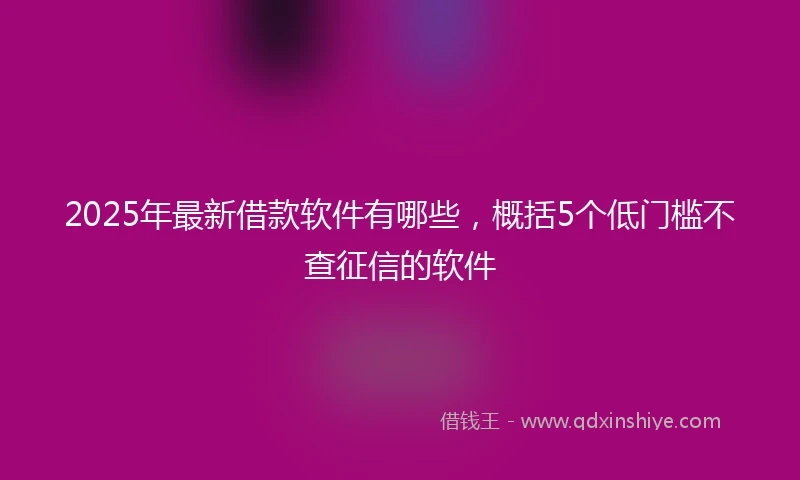 2025年最新借款软件有哪些，概括5个低门槛不查征信的软件