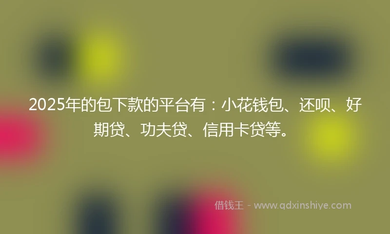 2025年的包下款的平台有：小花钱包、还呗、好期贷、功夫贷、信用卡贷等。