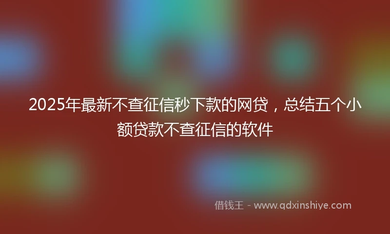 2025年最新不查征信秒下款的网贷，总结五个小额贷款不查征信的软件