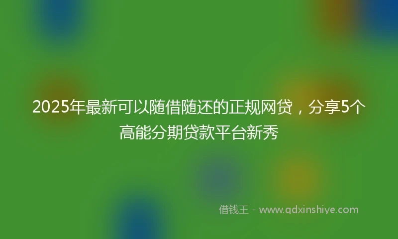 2025年最新可以随借随还的正规网贷，分享5个高能分期贷款平台新秀