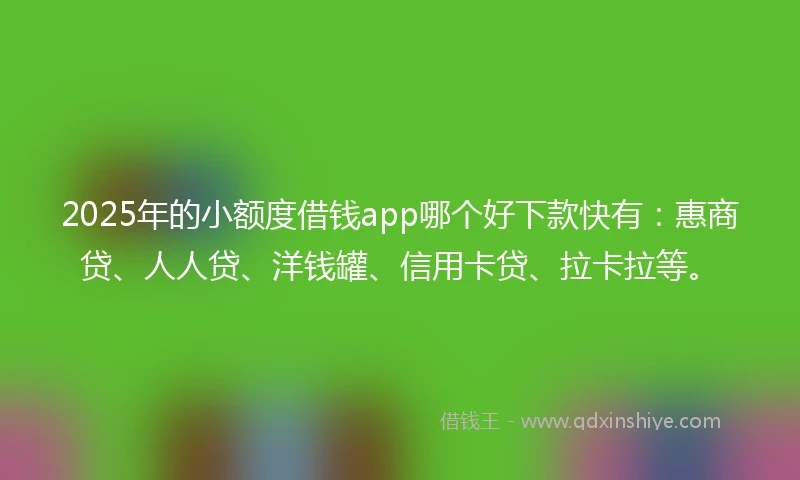 2025年的小额度借钱app哪个好下款快有:惠商贷、人人贷、洋钱罐、信用卡贷、拉卡拉等。