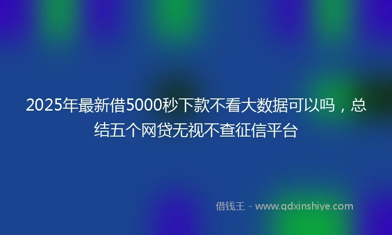 2025年最新借5000秒下款不看大数据可以吗，总结五个网贷无视不查征信平台