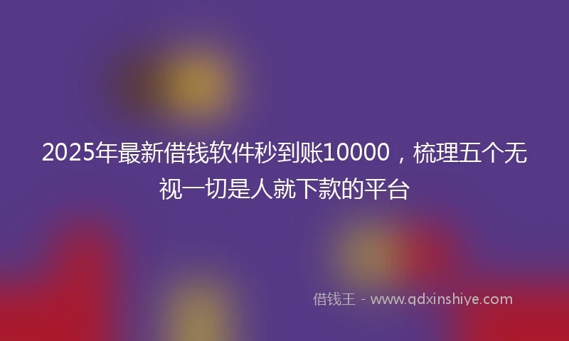 2025年最新借钱软件秒到账10000，梳理五个无视一切是人就下款的平台