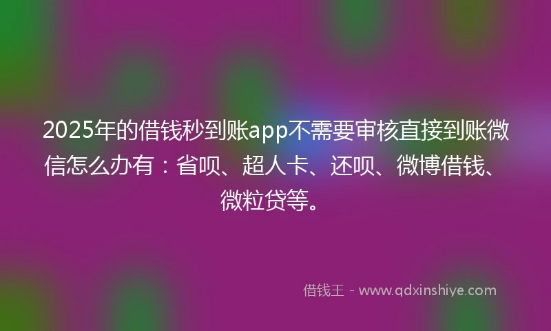 2025年的借钱秒到账app不需要审核直接到账微信怎么办有：省呗、超人卡、还呗、微博借钱、微粒贷等。