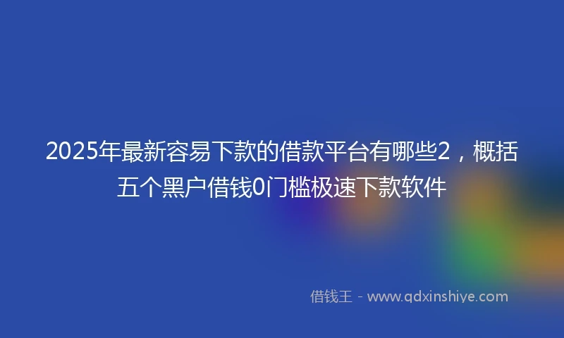2025年最新容易下款的借款平台有哪些2,概括五个黑户借钱0门槛极速下款软件