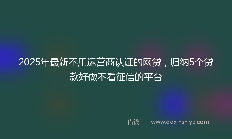 2025年最新不用运营商认证的网贷，归纳5个贷款好做不看征信的平台
