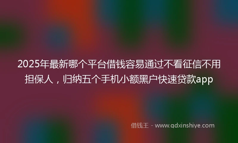 2025年最新哪个平台借钱容易通过不看征信不用担保人，归纳五个手机小额黑户快速贷款app