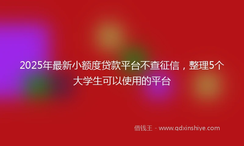 2025年最新小额度贷款平台不查征信，整理5个大学生可以使用的平台