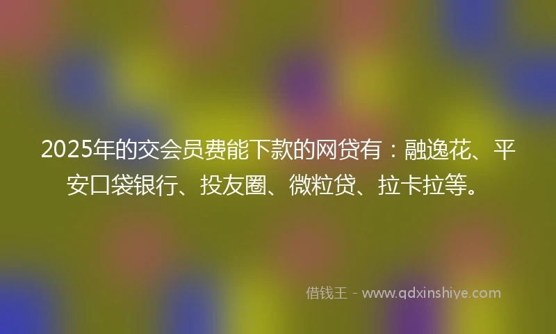 2025年的交会员费能下款的网贷有：融逸花、平安口袋银行、投友圈、微粒贷、拉卡拉等。