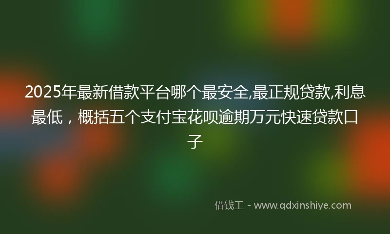 2025年最新借款平台哪个最安全,最正规贷款,利息最低，概括五个支付宝花呗逾期万元快速贷款口子
