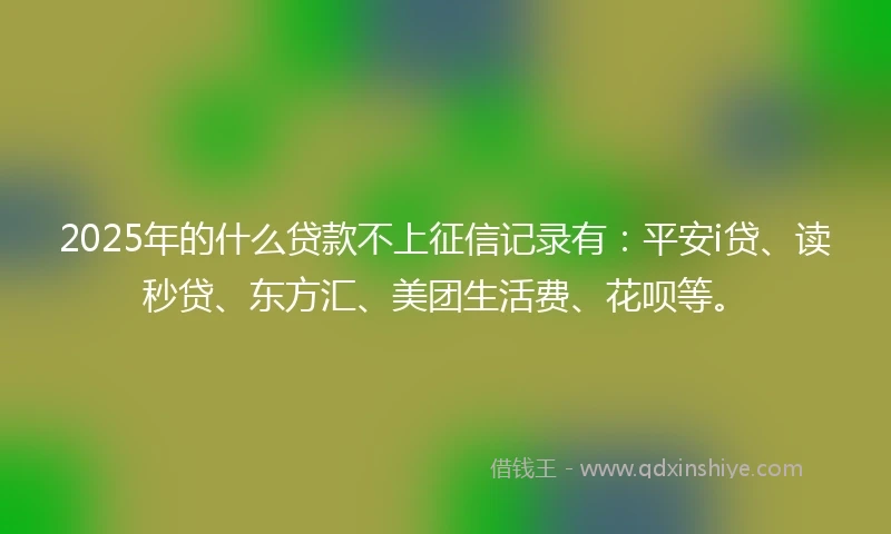 2025年的什么贷款不上征信记录有：平安i贷、读秒贷、东方汇、美团生活费、花呗等。