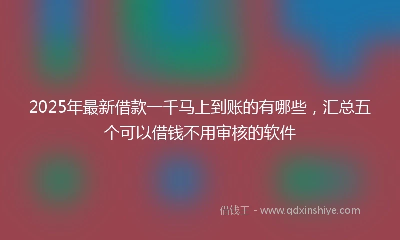 2025年最新借款一千马上到账的有哪些，汇总五个可以借钱不用审核的软件
