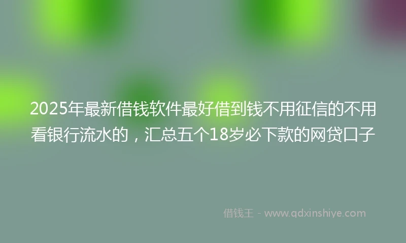 2025年最新借钱软件最好借到钱不用征信的不用看银行流水的，汇总五个18岁必下款的网贷口子