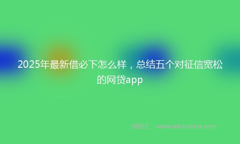 2025年最新借必下怎么样，总结五个对征信宽松的网贷app