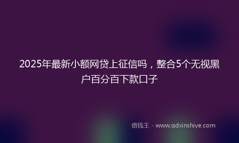 2025年最新小额网贷上征信吗，整合5个无视黑户百分百下款口子