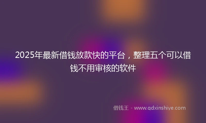 2025年最新借钱放款快的平台，整理五个可以借钱不用审核的软件