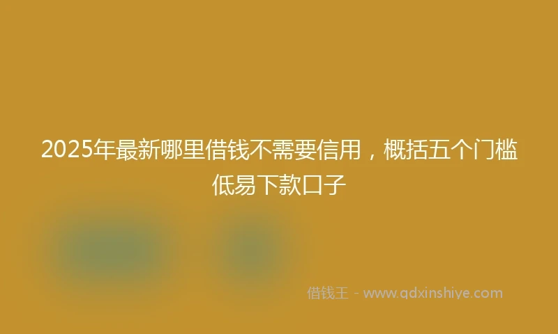 2025年最新哪里借钱不需要信用，概括五个门槛低易下款口子