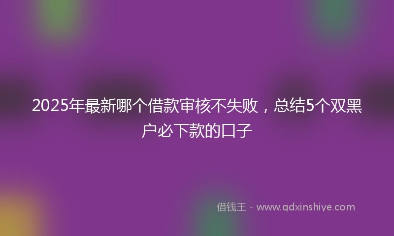 2025年最新哪个借款审核不失败，总结5个双黑户必下款的口子