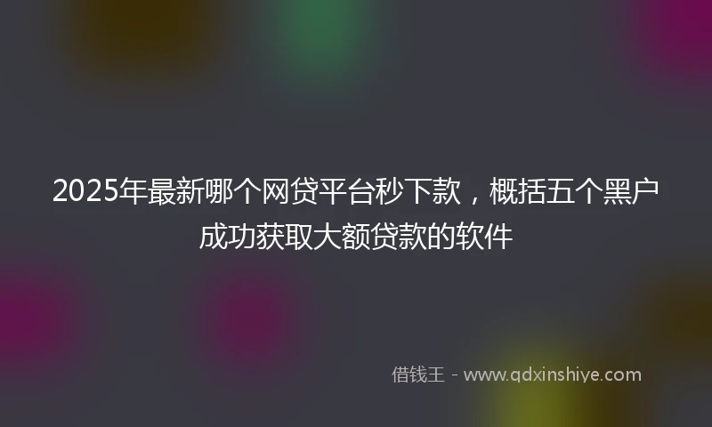 2025年最新哪个网贷平台秒下款，概括五个黑户成功获取大额贷款的软件