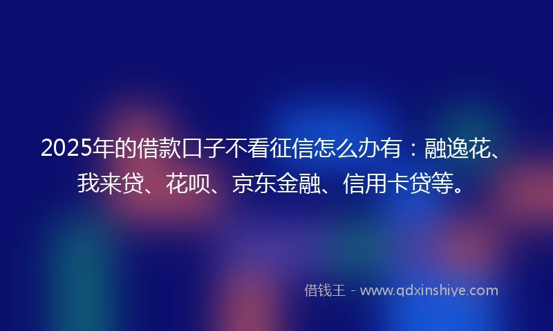 2025年的借款口子不看征信怎么办有：融逸花、我来贷、花呗、京东金融、信用卡贷等。