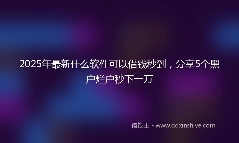 2025年最新什么软件可以借钱秒到，分享5个黑户烂户秒下一万