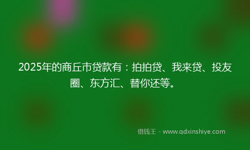2025年的商丘市贷款有：拍拍贷、我来贷、投友圈、东方汇、替你还等。