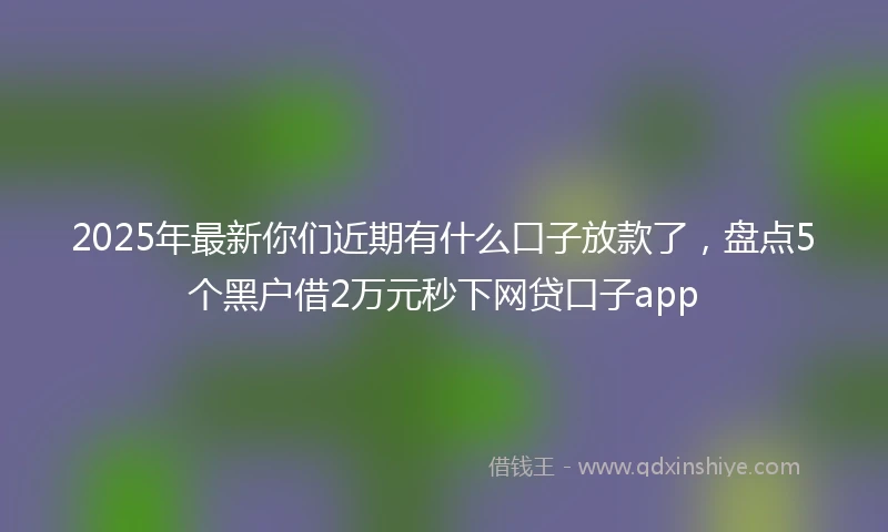 2025年最新你们近期有什么口子放款了，盘点5个黑户借2万元秒下网贷口子app
