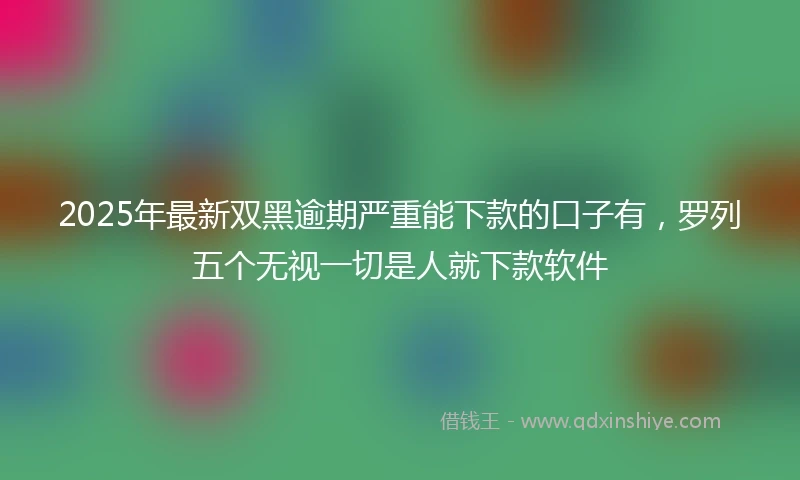 2025年最新双黑逾期严重能下款的口子有，罗列五个无视一切是人就下款软件