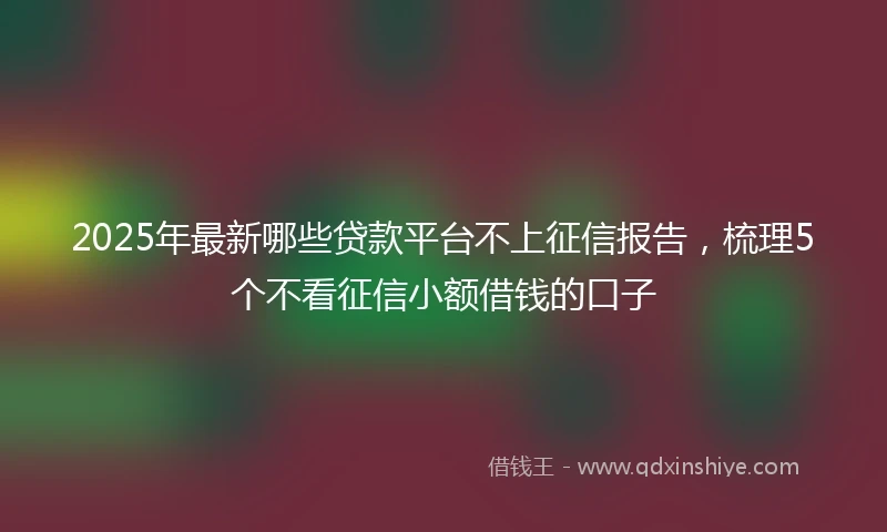2025年最新哪些贷款平台不上征信报告，梳理5个不看征信小额借钱的口子