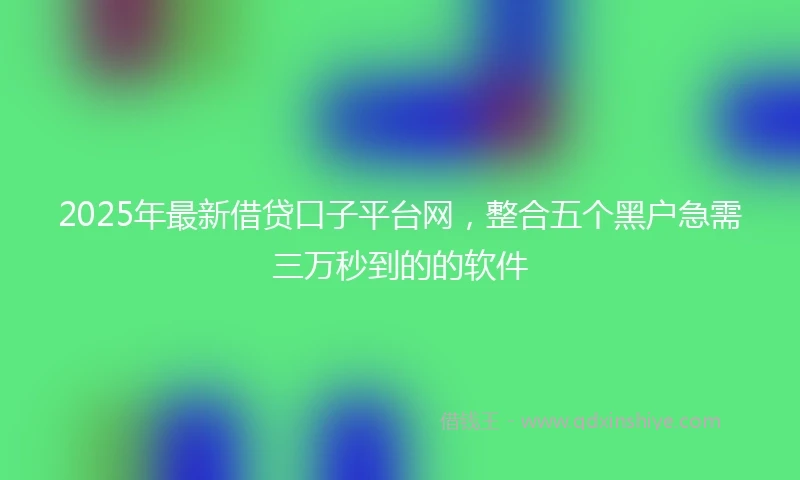 2025年最新借贷口子平台网，整合五个黑户急需三万秒到的的软件