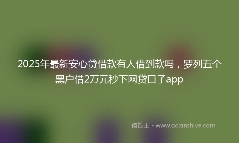 2025年最新安心贷借款有人借到款吗，罗列五个黑户借2万元秒下网贷口子app