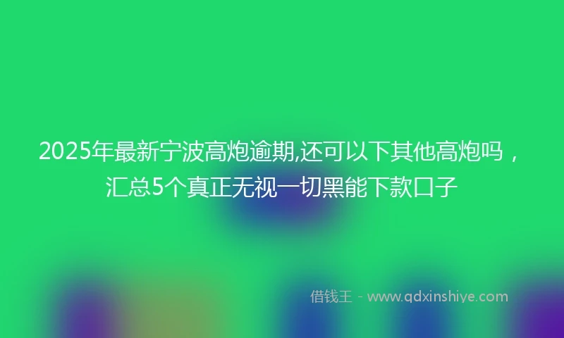 2025年最新宁波高炮逾期,还可以下其他高炮吗，汇总5个真正无视一切黑能下款口子