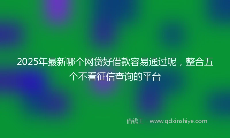 2025年最新哪个网贷好借款容易通过呢，整合五个不看征信查询的平台