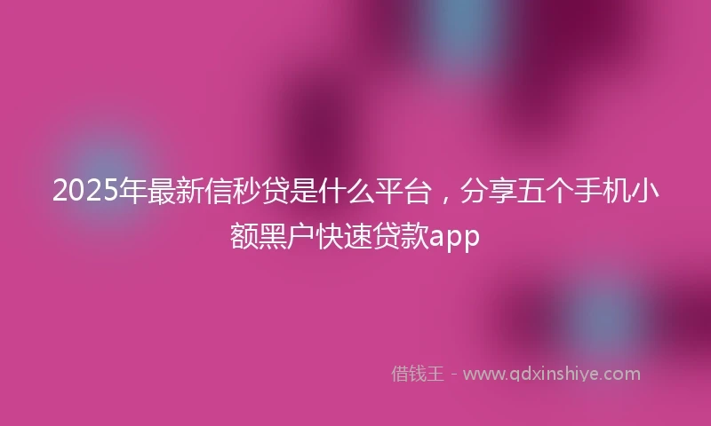 2025年最新信秒贷是什么平台，分享五个手机小额黑户快速贷款app