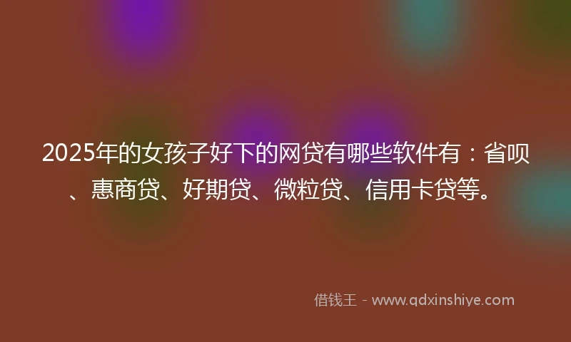 2025年的女孩子好下的网贷有哪些软件有：省呗、惠商贷、好期贷、微粒贷、信用卡贷等。