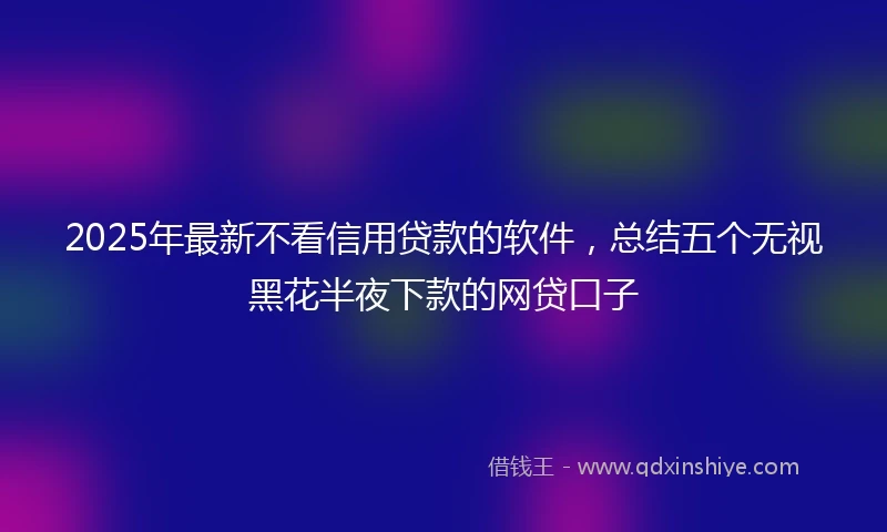 2025年最新不看信用贷款的软件，总结五个无视黑花半夜下款的网贷口子