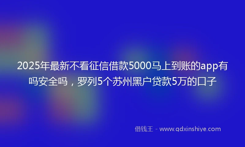 2025年最新不看征信借款5000马上到账的app有吗安全吗，罗列5个苏州黑户贷款5万的口子