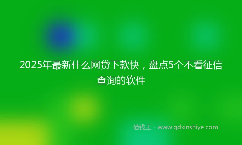 2025年最新什么网贷下款快，盘点5个不看征信查询的软件