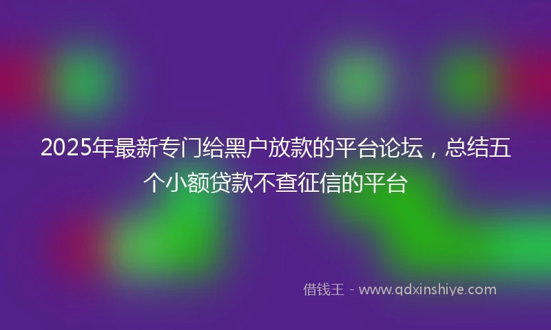 2025年最新专门给黑户放款的平台论坛，总结五个小额贷款不查征信的平台