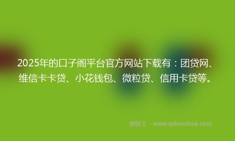 2025年的口子阁平台官方网站下载有：团贷网、维信卡卡贷、小花钱包、微粒贷、信用卡贷等。