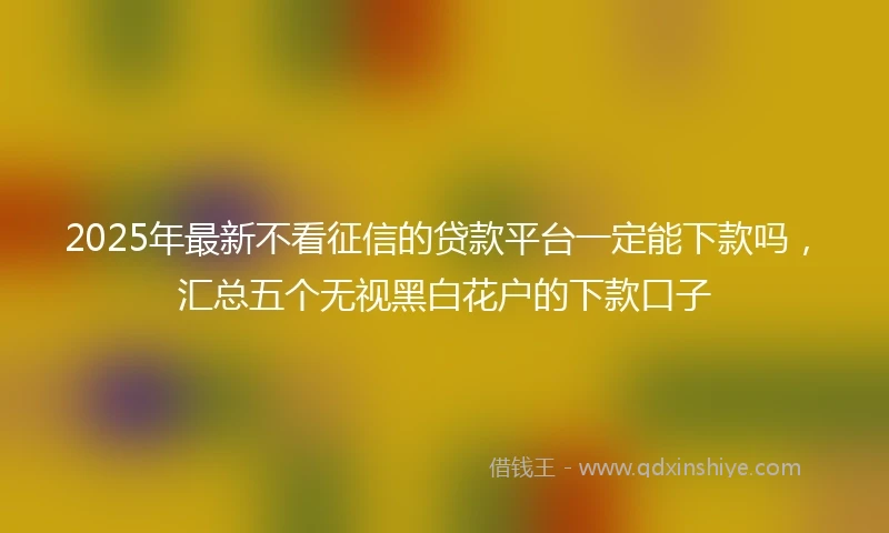2025年最新不看征信的贷款平台一定能下款吗，汇总五个无视黑白花户的下款口子