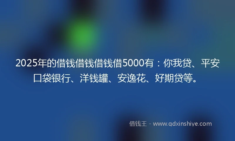 2025年的借钱借钱借钱借5000有：你我贷、平安口袋银行、洋钱罐、安逸花、好期贷等。